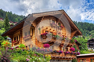 Swiss chalet in summer