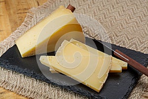 Swiss cheese collection, gruyere cheese made from unpasteurized cow\'s milk