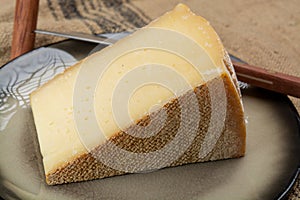 Swiss cheese collection, gruyere cheese made from unpasteurized cow's milk