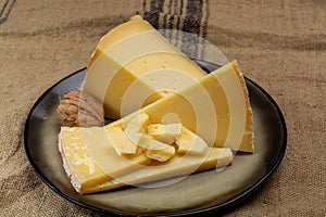 Swiss cheese collection, gruyere cheese made from unpasteurized cow\'s milk