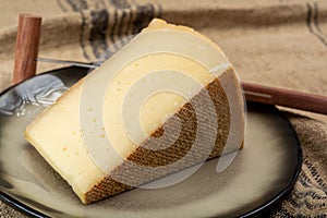 Swiss cheese collection, gruyere cheese made from unpasteurized cow's milk