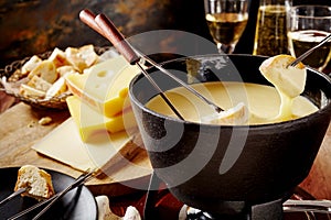 Swiss cheese fondue, a popular national dish