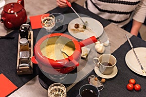 Swiss cheese fondue photo