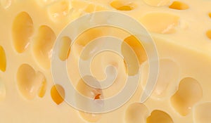 Swiss Cheese with Holes Close-Up