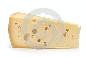 Swiss Cheese Wedge Isolated on White