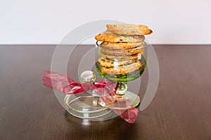 Swiss chocolate chips cookies arranged on a table