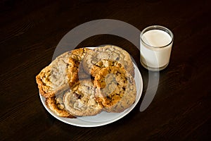 Swiss chocolate chips cookies arranged on a table