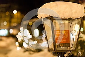 Swiss cold winter streetlights snow