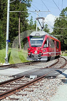 Swiss Commuter Train in the Alps