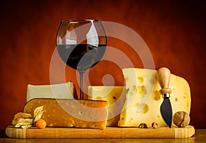 Swiss Emmental Cheese and Red Wine