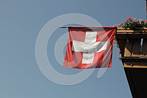 Swiss flag on the balcony