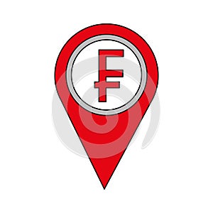 Swiss franc coin currency money pointer location