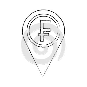 swiss franc coin currency money pointer location