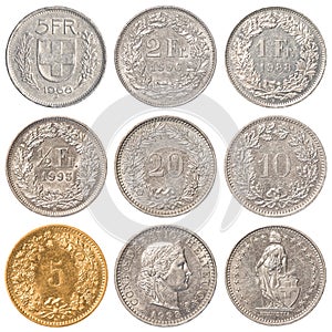 Swiss Franc coin set photo