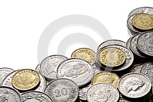 Swiss Franc Coins with Copy Space