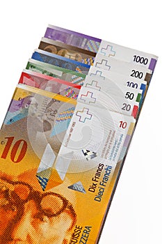 Swiss franc, currency of Switzerland. photo