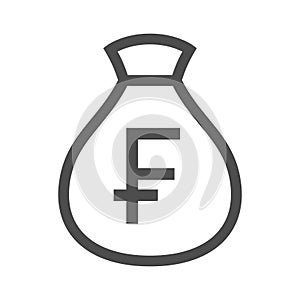 Swiss franc moneybag icon.