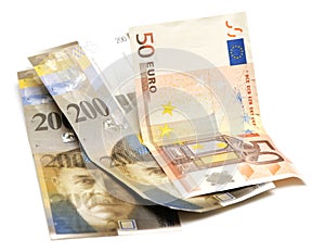 The Swiss francs and euro