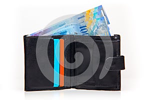 Swiss francs paying with wallet