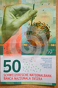 Swiss franks bank note - new one 50 franks bill