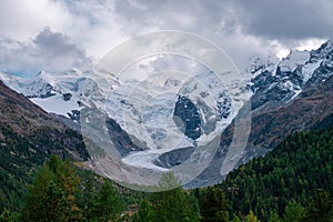 Swiss glacier Morteratsch in Engadine