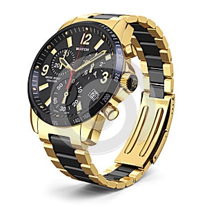 Swiss golden wrist watch photo