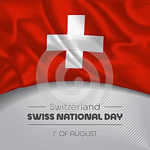 Swiss happy national day greeting card, banner vector illustration