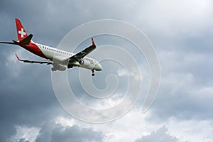 Swiss Helvetic Airways landing at Zurich Airport