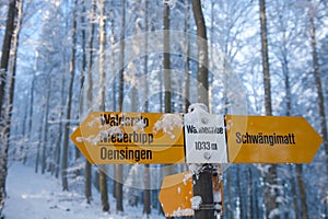 Swiss hiking sign post