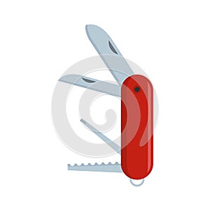 Swiss knife icon flat isolated vector