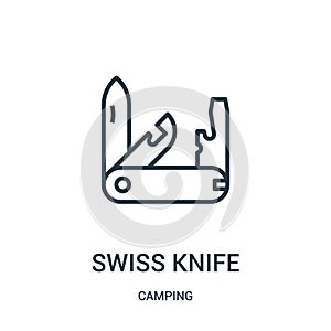 swiss knife icon vector from camping collection. Thin line swiss knife outline icon vector illustration. Linear symbol