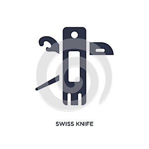 swiss knife icon on white background. Simple element illustration from camping concept