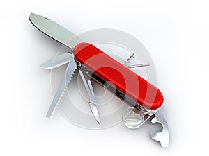 Swiss knife isolated on white