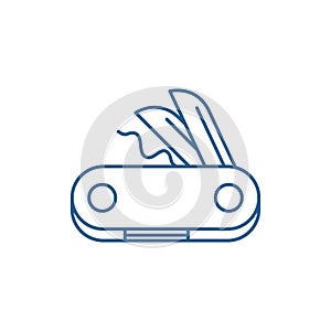 Swiss knife line icon concept. Swiss knife flat  vector symbol, sign, outline illustration.