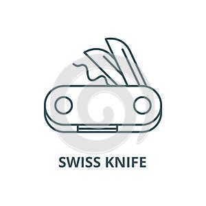 Swiss knife vector line icon, linear concept, outline sign, symbol
