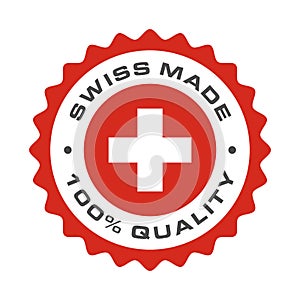 Swiss made quality Switzerland vector flag seal