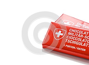 Swiss military chocolate isolated on the white background