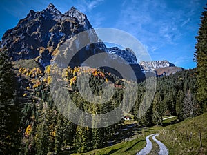 Swiss Mountain Alp Road in Autumn