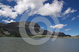 Swiss mountain lake landscape