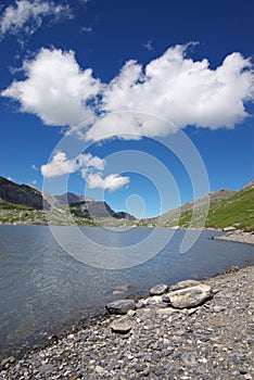 Swiss mountain lake landscape