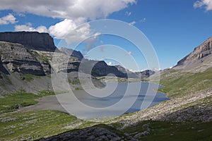 Swiss mountain lake landscape