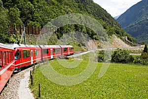 Swiss mountain train Bernina Express photo