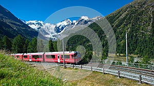 Swiss mountain train Bernina Express