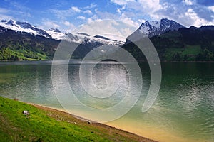 Swiss mountains lake, Switzerland