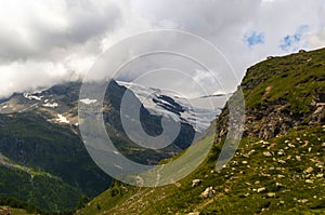 Swiss mountains seen fom the Bernina Express train