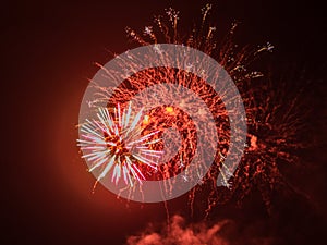 Swiss National Day colorful fireworks in the Swiss mountains near Lenzerheide - 2