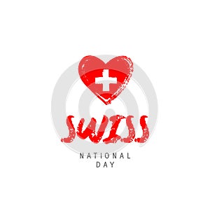 Swiss National Day. Red heart