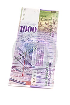 Swiss one thousand Franc notes