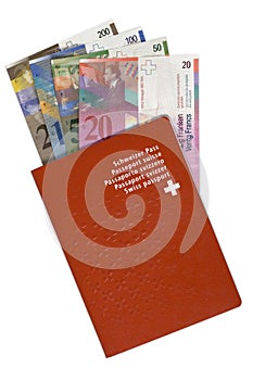 Swiss passport and money photo