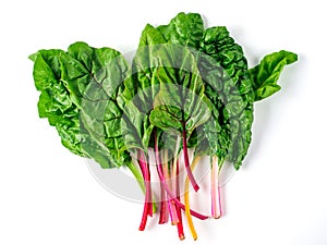 Swiss rainbow chard isolated on white